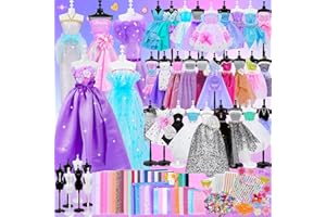 MINIFUN 1500+Pcs Fashion Designer Kit for Girls, Sewing Kit with 7 Mannequins, DIY Arts and Crafts Kit for Kids, Doll Clothes Making Kit, Girl Toys for Age 6 7 8 9 10 11 12 Year Old Gifts