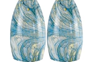 2 Pack Ink-blue Oval Glass Lamp Shade,7.8in Height,4in Diameter,1.57in Fitter,Hand Blown Art Light Fixture Glass Lamp Shade Replacement for Pendant Light Shades Only,Mini Chandelier Shades - by GO&SO