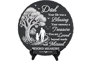 DIGIKAZZ Memorial Garden Stones for Dad, Memorial Gifts for Loss of Father, Sympathy Gifts for Loss of Dad, Garden Stone Memory Father for Daughter on Christmas