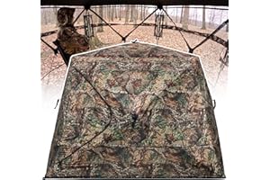 ShedOFF Wide Bottom Hunting Blind 3/4 Person with Portable Chair, 270 Degree See Through Pop up Ground Blinds for Deer Turkey Duck Hunting, Bow Hunting Adjust Windows with Silent Zipper