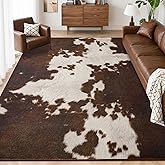Foxmas 5x7 Feet Area Rugs for Living Room, Machine Washable Cow Print Rug, Low Pile Non-Slip Indoor Floor Animal Rug, Carpet for Bedroom Dining Room Laundry Room Western Kitchen Home Office