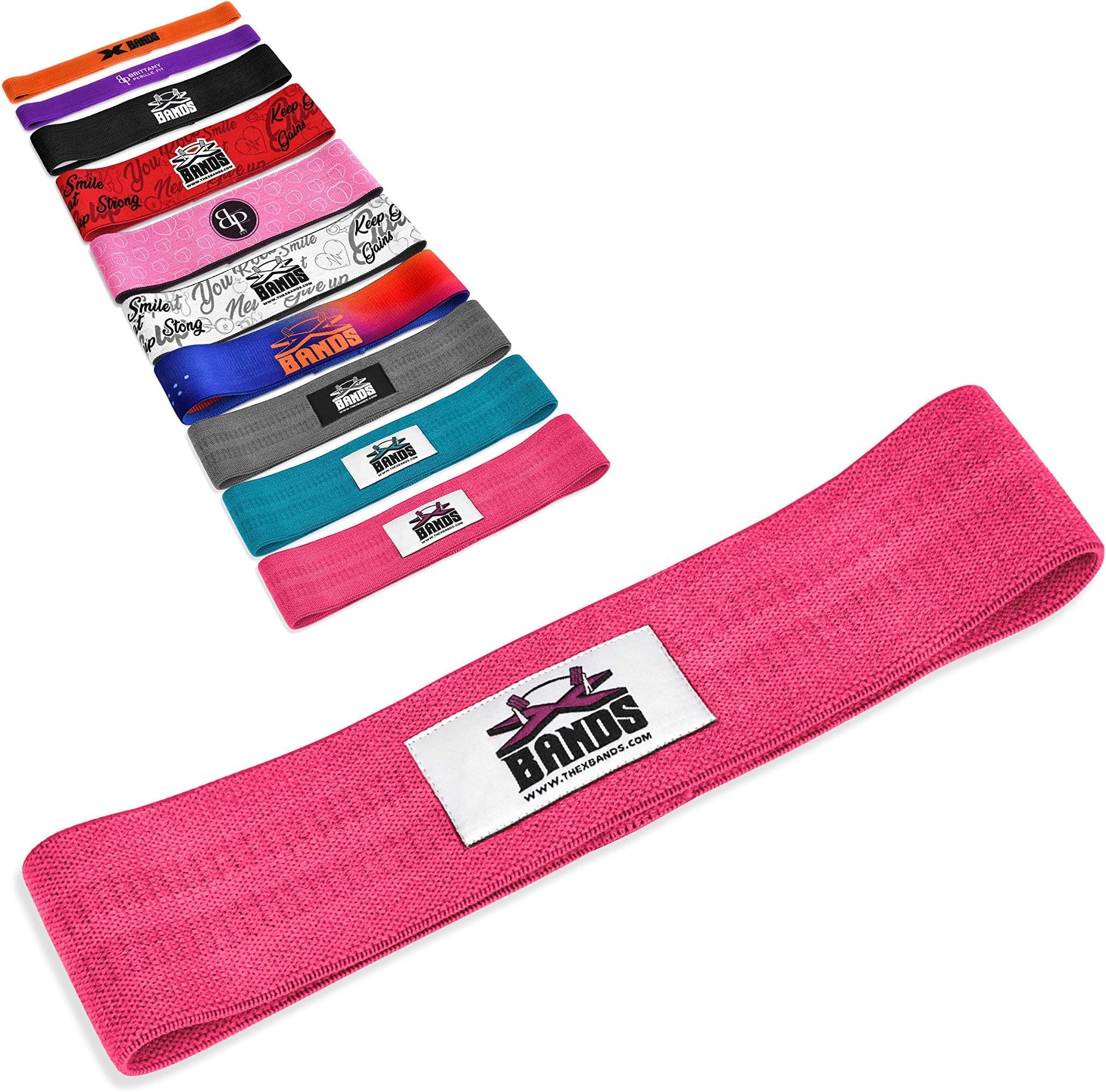 The X Bands Exercise Resistance Bands - Non-Slip Extra Thick Fabric Hip Loop Booty Bands - 20, 30, 40, 50 lb - Fitness Workout for Legs, Butt Training, Stretching, Yoga