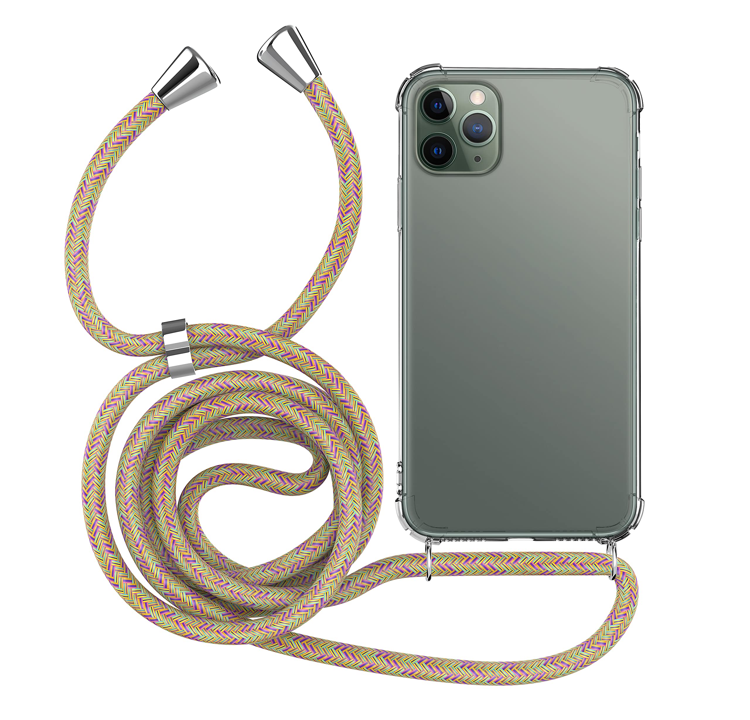MyGadget Strap Case for Apple iPhone 11 Pro - Crossbody Phone Cover - TPU Silicone Case with Neck Holder - Cord Lanyard Carrier with Rope in Multicolor