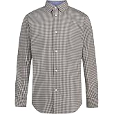 Tommy Hilfiger Boys' Long Sleeve Dress Shirt, Collared Button-Down with Cuff Sleeves, Gingham