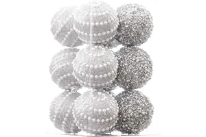 ChrisWish Silver Christmas Ball Ornaments, Christmas Ball Decorations Shatterproof Plastic Hanging Pearl Balls for Holiday Party(70mm/2.76", 12ct)