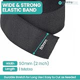 Trimming Shop 50mm Wide Elastic Band Black 1m Polyester Rubber Waistband Tape view 2