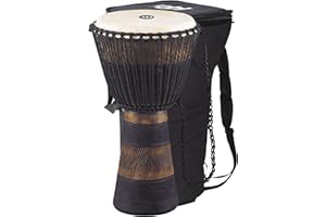 Meinl Percussion Style Djembe Hand Drum Circle Instrument with Bag, Carved Mahogany — NOT Made in China — African Mali Weave Rope Tuning, 2-Year Warranty (ADJ3-M