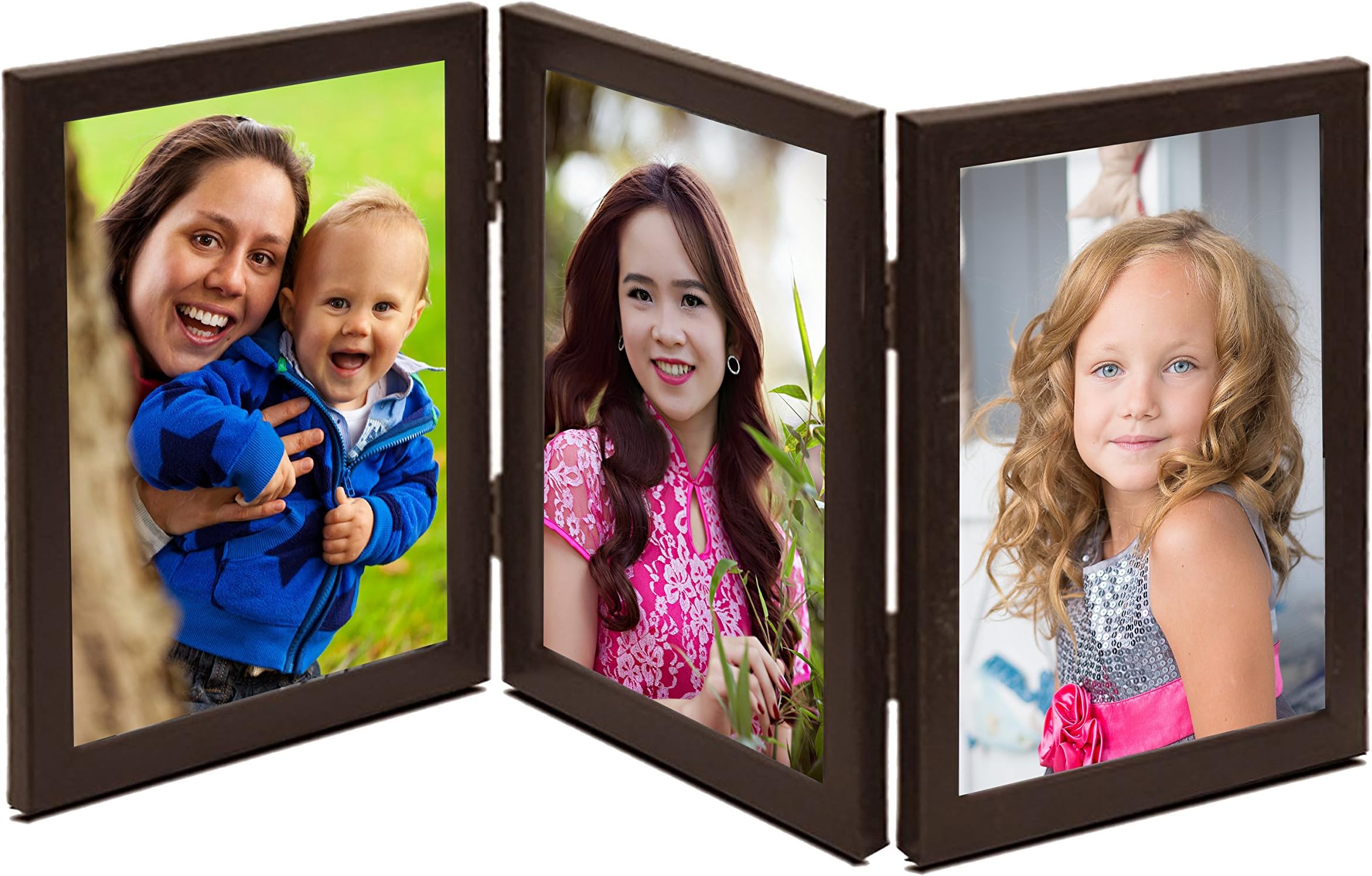 WENSTrio Picture Glass Front Vertical MDF Photo Frame (MDF, 20.32 cm x 45.72 cm x 1.2 cm, Brown, Set of 3) (WS-4048)
