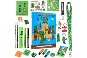 Minecraft Advent Calendar 2025 for Boys Girls with 24 Items, Keychains, Pens, Notebooks, Creeper Christmas Countdown Calendars Gamer Xmas Gifts (Blue/Green)
