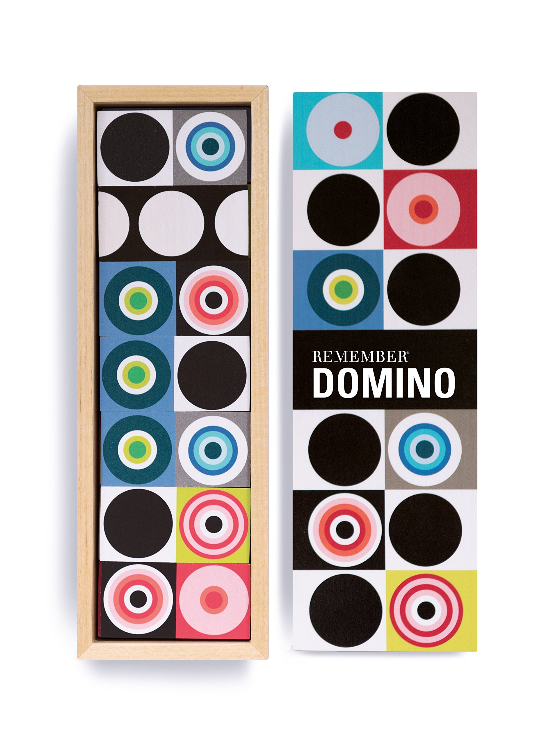 Remember - Dominio Wooden Game with Colourful Colours | 28 Wooden Tiles 3.5 x 7 cm