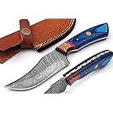 MOHID ENT Custom Handmade Damascus Steel Hunting Knife for Skinning Camping Outdoor- Fixed Blade Hunting Knife With Sheath Belt Loop