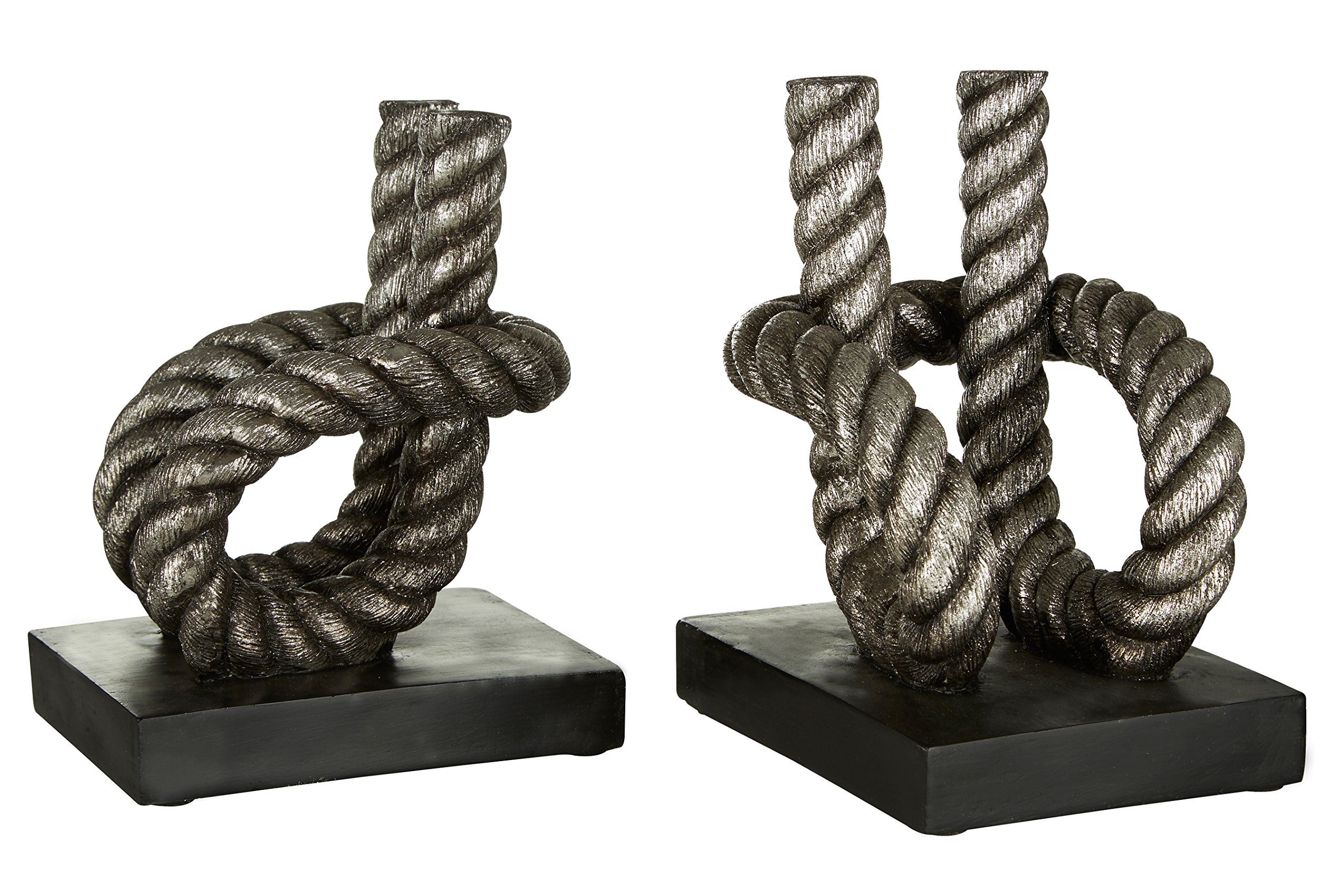 Premier Housewares Rope Bookends, Antique Silver/Black, Set of 2