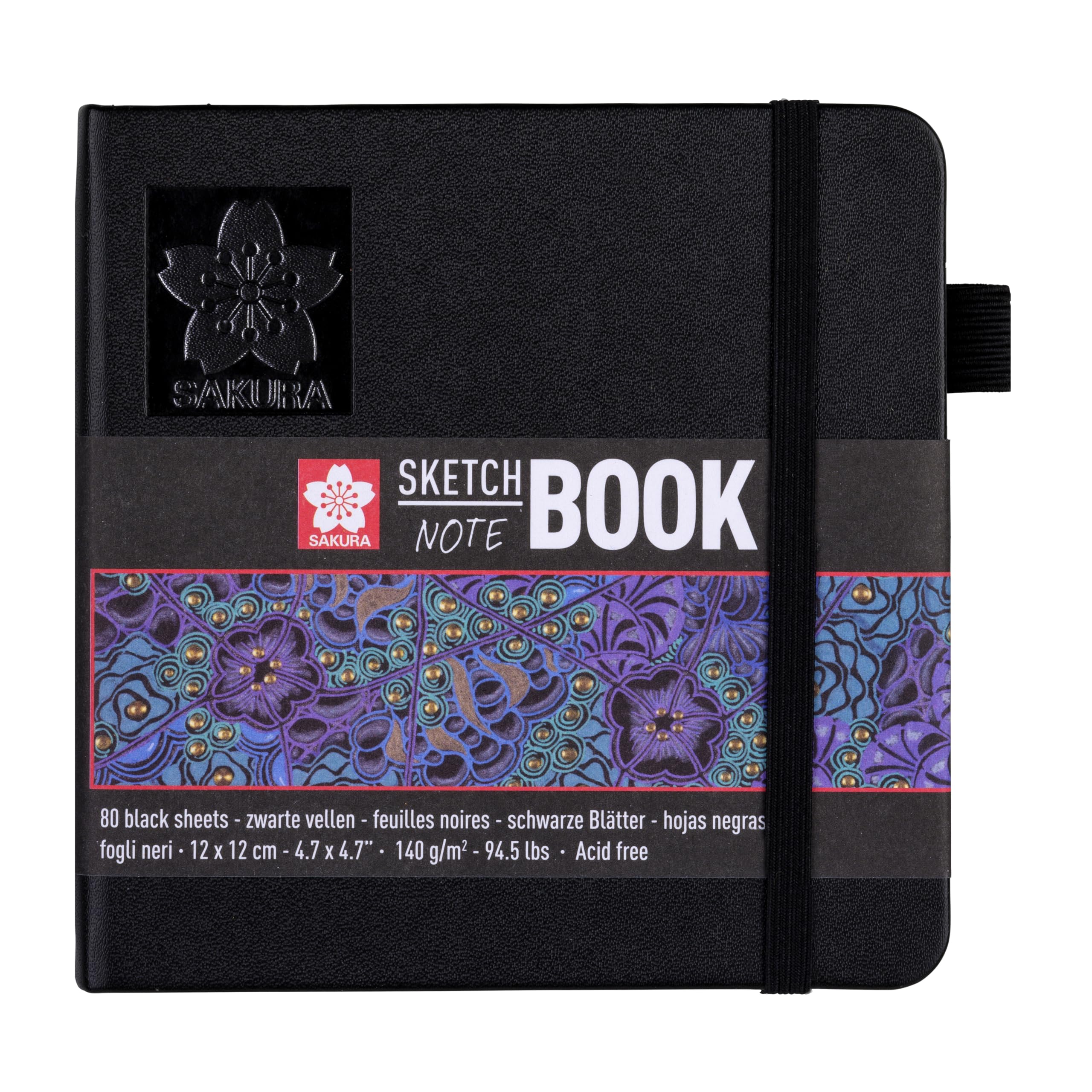 Sakura Sketch Notebook-80 Sheets, Black Pages, 12 x 12 cm, 94141002