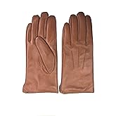 Womens Winter Genuine Sheepskin Nappa Leather Lined Gloves - Tan