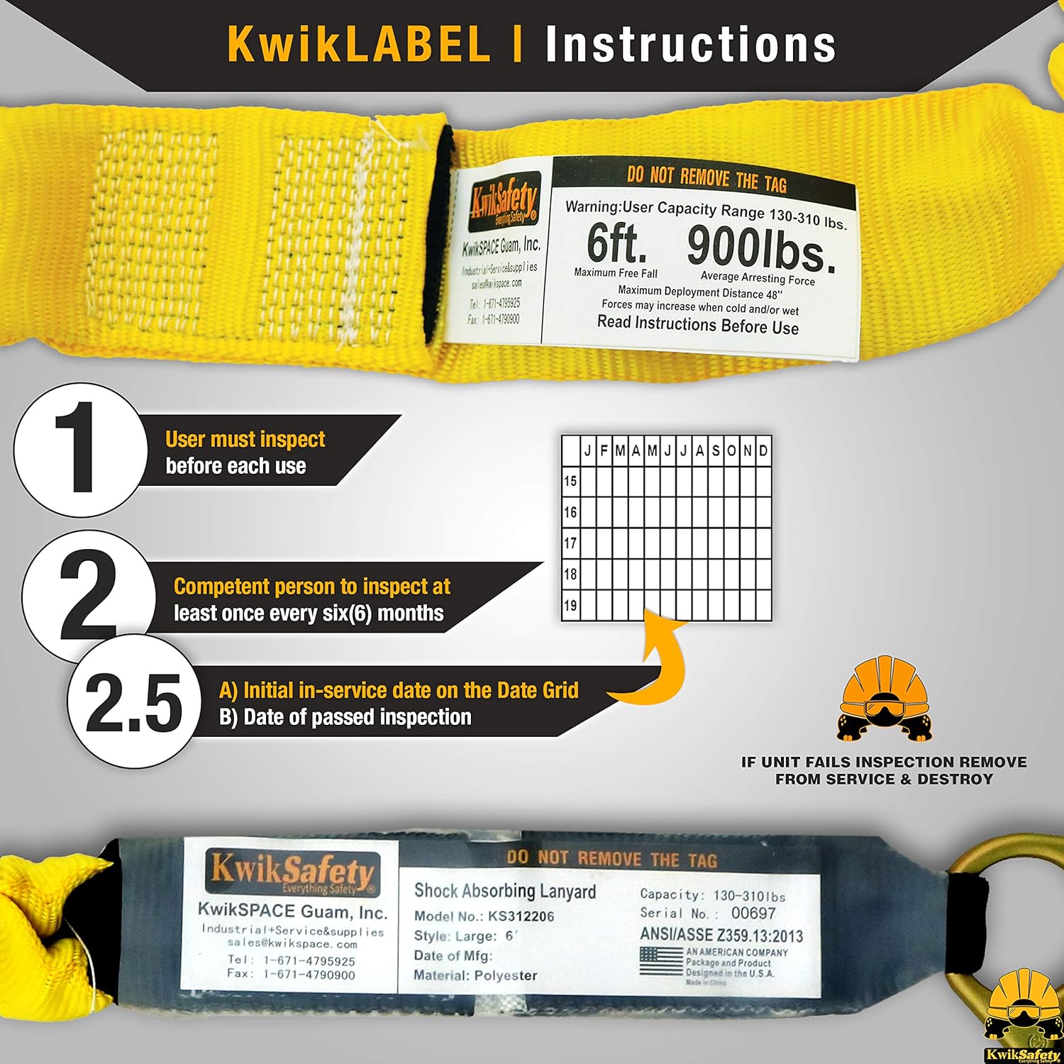 KwikSafety (Charlotte, NC) PYTHON | Double Leg 6ft Tubular Stretch Safety Lanyard | OSHA ANSI Fall Protection | EXTERNAL Shock Absorber | Construction Arborist Roofing | Snap & Rebar Hook Connector - - 