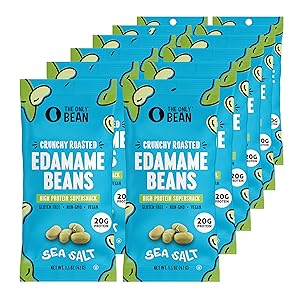 The Only Bean - Crunchy Roasted Edamame Beans (Sea Salt) - Keto Snacks (1g Net) - High Protein Healthy Snacks (14g Protein) - Low Carb & Calorie, Gluten-Free Snack, Vegan Keto Food - 1.5 oz (12 Pack)