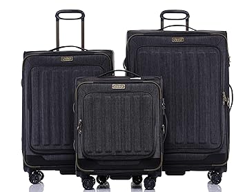 Jeep Luggage Peninsula 2019 Soft Case 3 Piece Suitcase Travel Trolley Tourist Bag with Spinner Wheels Luggage Sets (Dark Grey) (20,25,29)