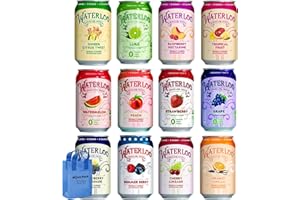 Waterlo Sparkling Water Variety Pack, 12 Pack Sugar Free Sparkling Water Flavored Drinks, with Nosh Pack Bag, 12 Fl Oz Cans