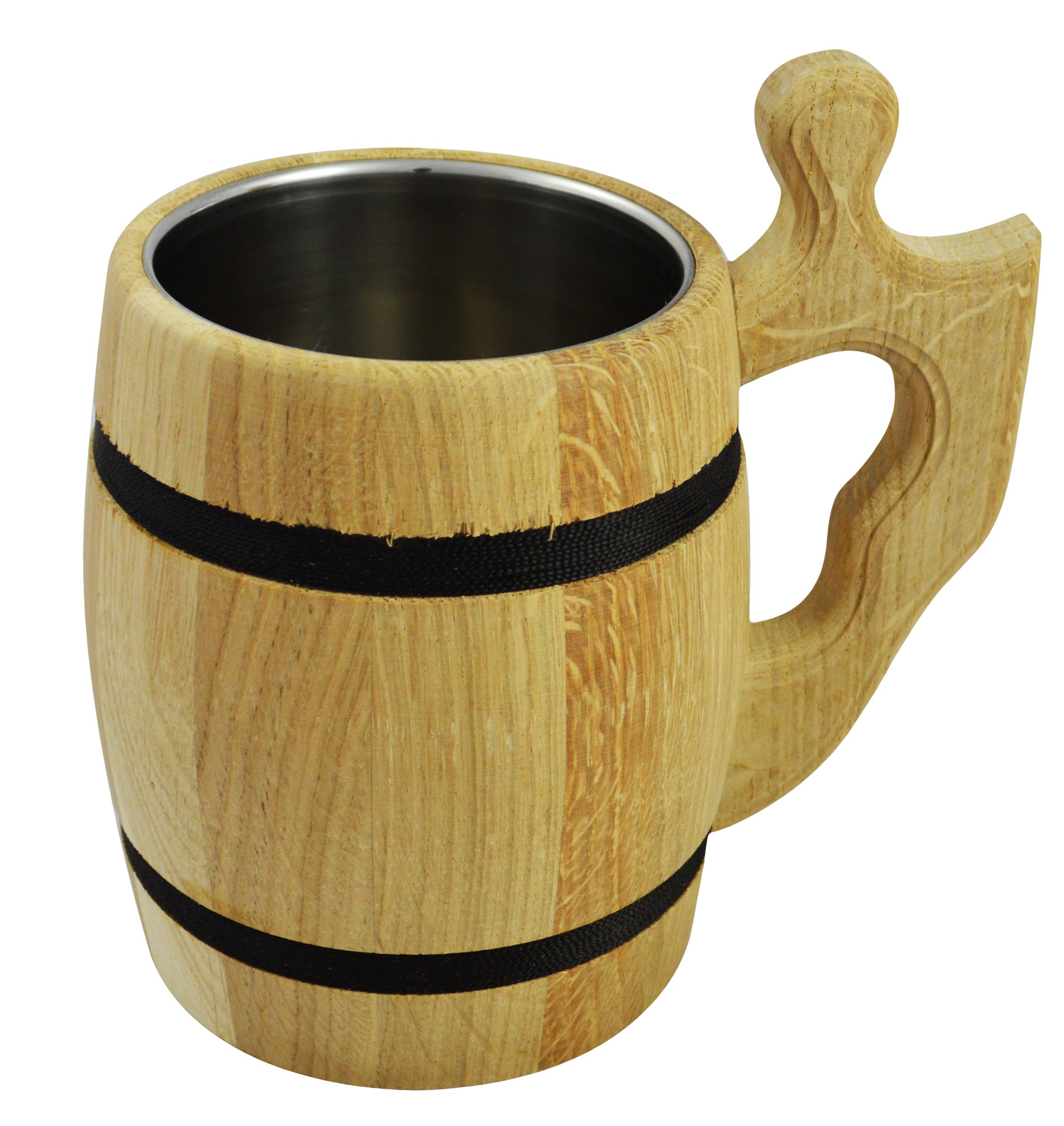Wooden World - Wooden Oak Beer Mug Cup Tankard Very Solid Father's Day 0.5l Solid /M01