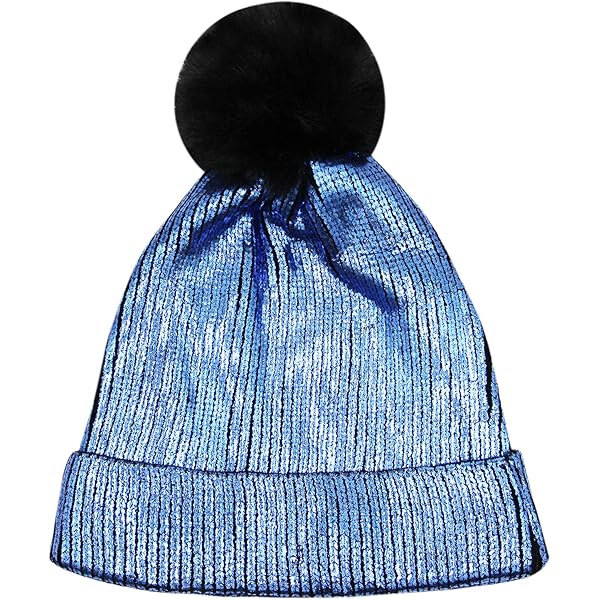 IHAUIUE Metallic Beanie Hat Fashion Solid Color Skull Cap