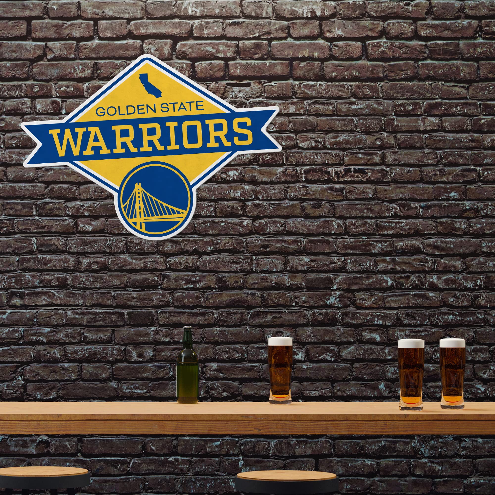 Condition photo showing New/Like New for rico industries nba basketball golden state warriors diamond shape cut pennant - home and living roo