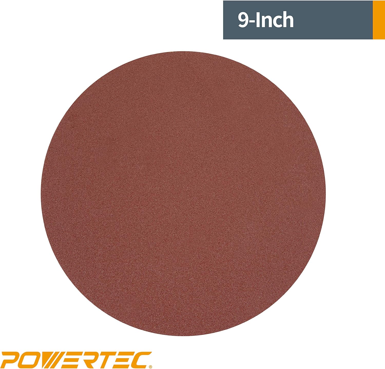 POWERTEC 110580 9-Inch PSA 80 Grit Aluminum Oxide Adhesive Sanding Disc, 10-Pack - Hook And Loop Discs - 