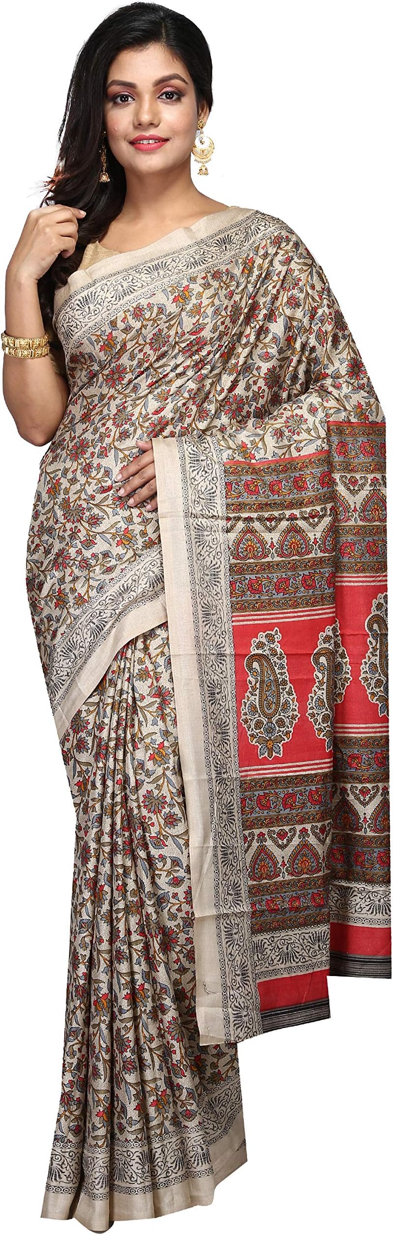 FabstyleIndia Womens - Tussar Silk Saree - with Blouse Piece