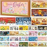 Barydat 25 Pcs Interchangeable Seasonal Decor Interchangeable Welcome Sign with a Wood Frame Seasonal Wooden Welcome Sign Holiday Table Decor for St Patricks Day Easter Valentines Decoration(Vivid)