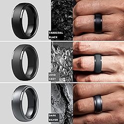 ThunderFit Men's Step Edge Silicone Rings, 10mm