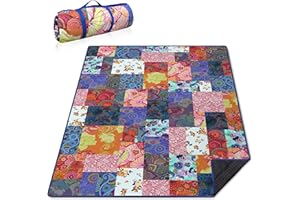 Supfitness Extra Large Picnic Blankets Waterproof Foldable (80 "x 80") Beach Blanket Waterproof Sandproof,3-Layer Thicking Mat Outdoor Packable Camping Blanket