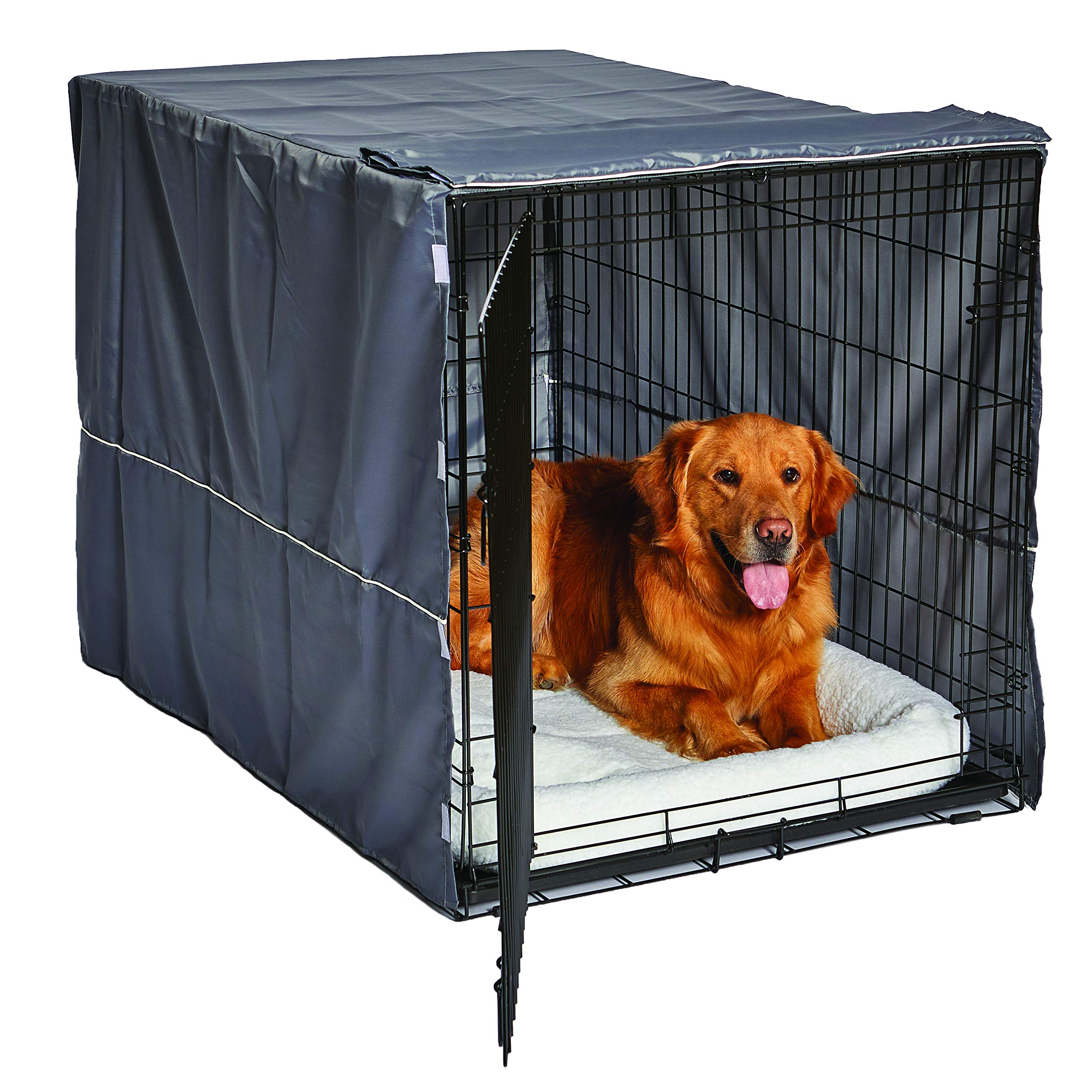New World XL Dog Crate Cover, Polyester Privacy Kennel Cover Fits Most 122 cm Crates, Light Gray, Machine Washable, Reduces Barking & Chewing