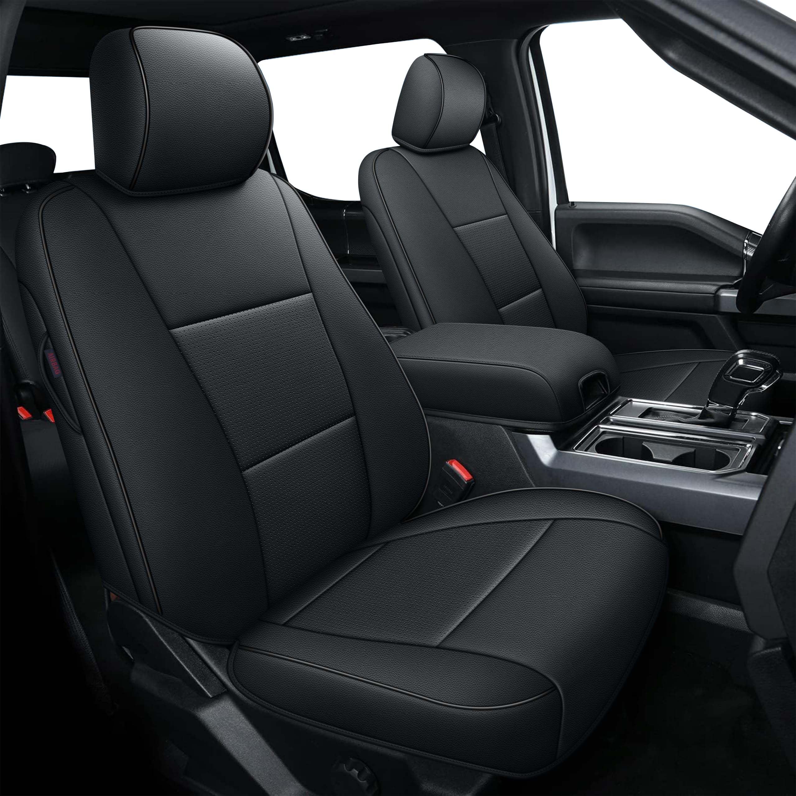 ISSYAUTO Housse de console centrale compatible avec F150 2015-2025, F250 F350 F450 2017-2025 avec siège rabattable 40/20/40, housse d'accoudoir en cuir, coussin de console centrale, gris (siège