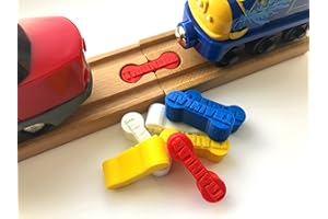 TrainLab.com DogBone Wooden Train Track Connectors, Adapters Compatible with Thomas and Friends, Brio, and All Wooden Railway Systems (8-Pack Fun Set for Kids and Adults)