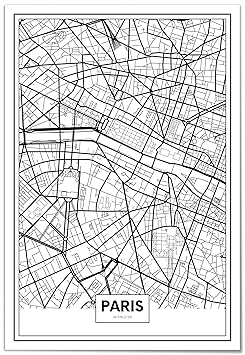 Panorama® Poster Karte von Paris 21 x 30 cm | Gedruckt auf qualitativ hochwertigem Poster | Poster Wohnzimmer | Bilder Schlaf
