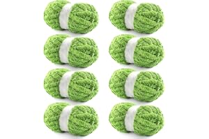 NDICANG 8 Pack Chunky Yarn for Hand Knitting - Chunky Chenille Blanket Yarn for Crocheting - Jumbo Fluffy Yarn for Crochet - Super Bulky Yarn 28.4 yds 7.7 oz Each Skein (Green)
