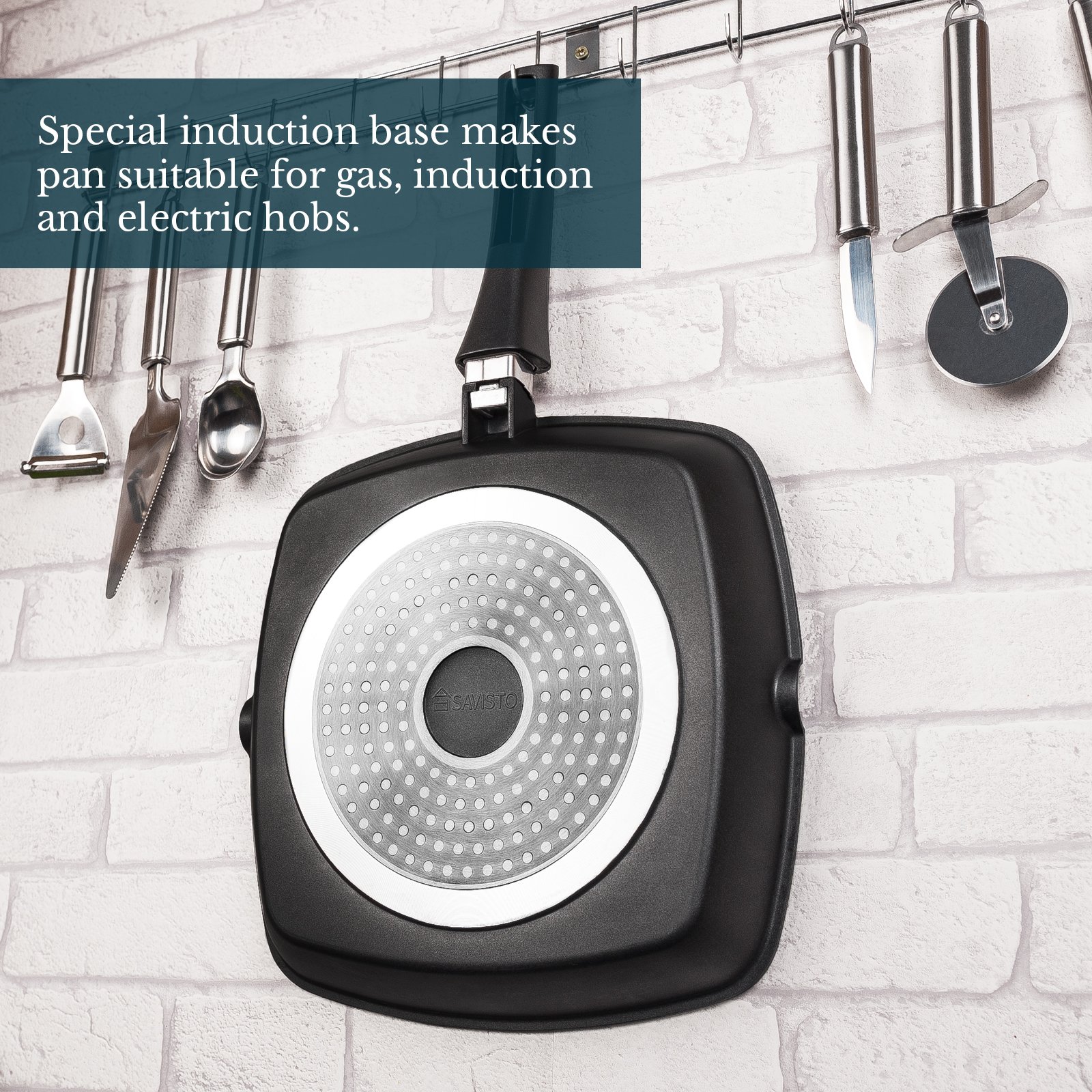 Savisto 28cm Premium Cast Aluminium NonStick Griddle Pan for Gas