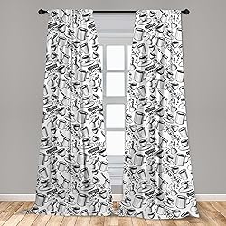 Lunarable Coffee Window Curtains, Abstract