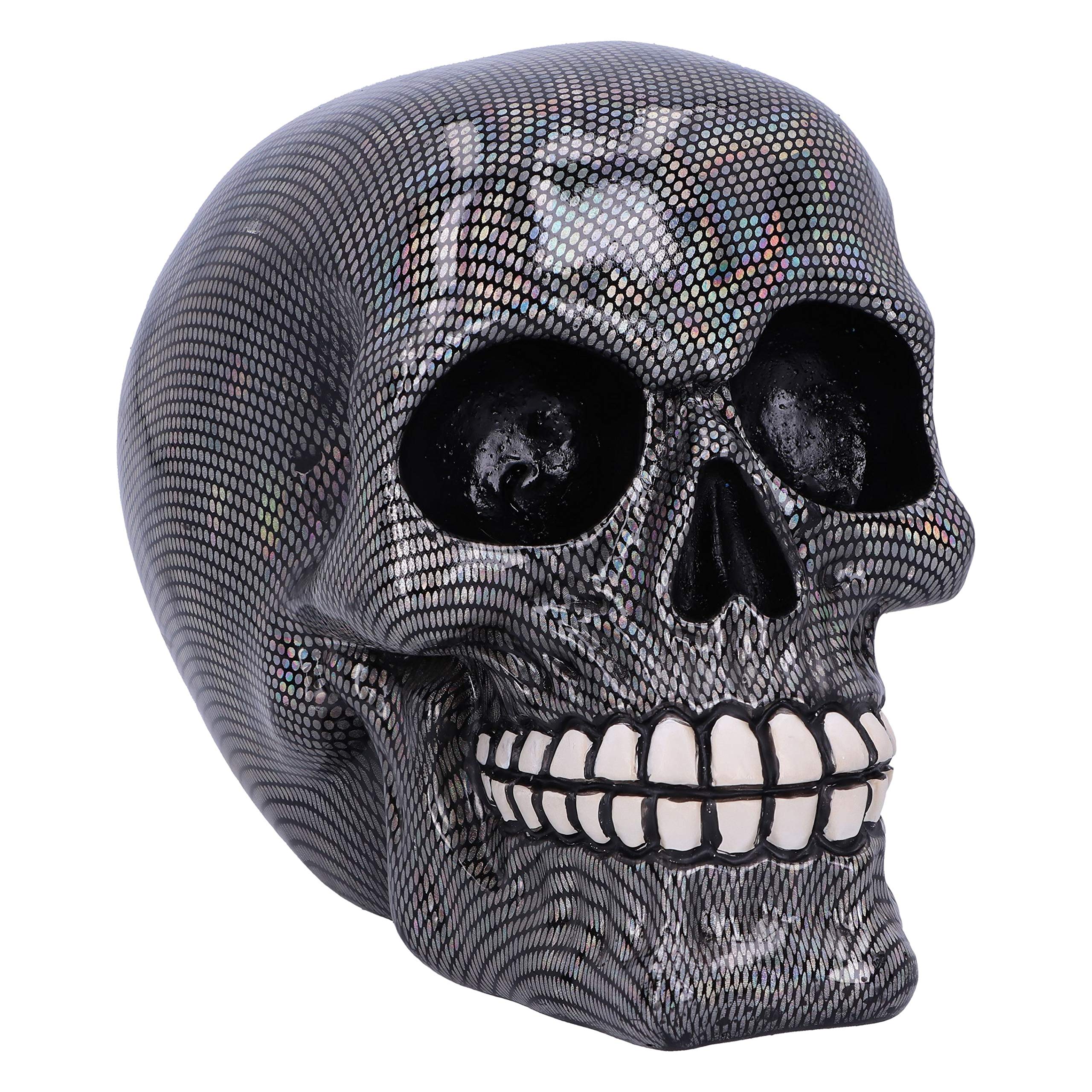 Nemesis Now Holographic Silver Fishnet Skull Ornament