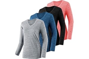 BVNSOZ Long Sleeve Workout Shirts for Women,Moisture Wicking UV Sun Protection Athletic T-Shirts for Women Running