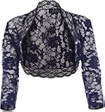GRACE & FLAIRWomen Lace Bolero Shrug Jacket Open 3/4 Sleeve Cropped Cover up