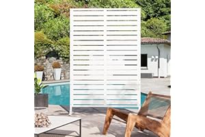 MODERN SHADE OUTDOOR LIVING SPACES Modern Shade Metal Privacy Screen 72" H x 48" W, Freestanding Decorative Outdoor Privacy Fence Panels for Instant Privacy & Space Division, Patio Screens for Patios Outside Outdoor, White