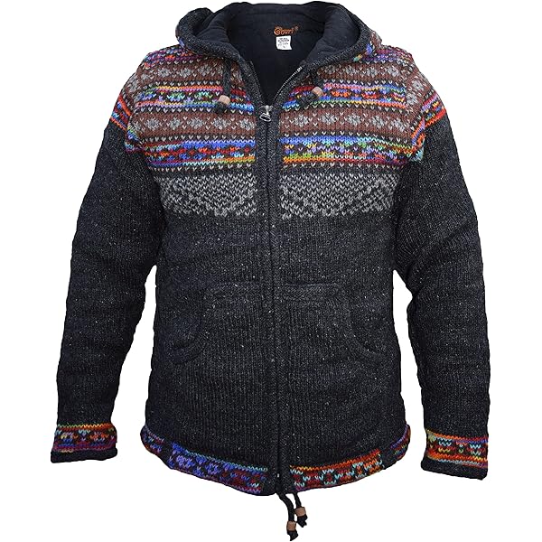 Gheri Natuurlijke wollen gebreide handgemaakte Sherpa jas jumper hoodie Gheri Natuurlijke wollen gebreide handgemaakte Sherpa jas jumper hoodie