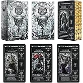 Black Stained Glass Tarot Cards for Beginners with Meanings on Them 400GSM Unique Thickness Gilded Learning Tarot Deck Set with Guide Book and Golden Edge on 78 Cards