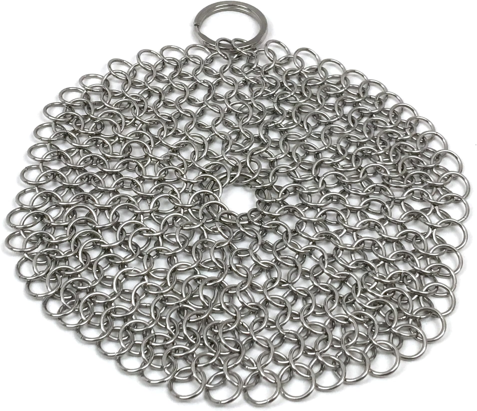 Stainless Steel Cast Iron Cleaner Chainmail Scrubber for Skillets, Griddles, Pans or Woks