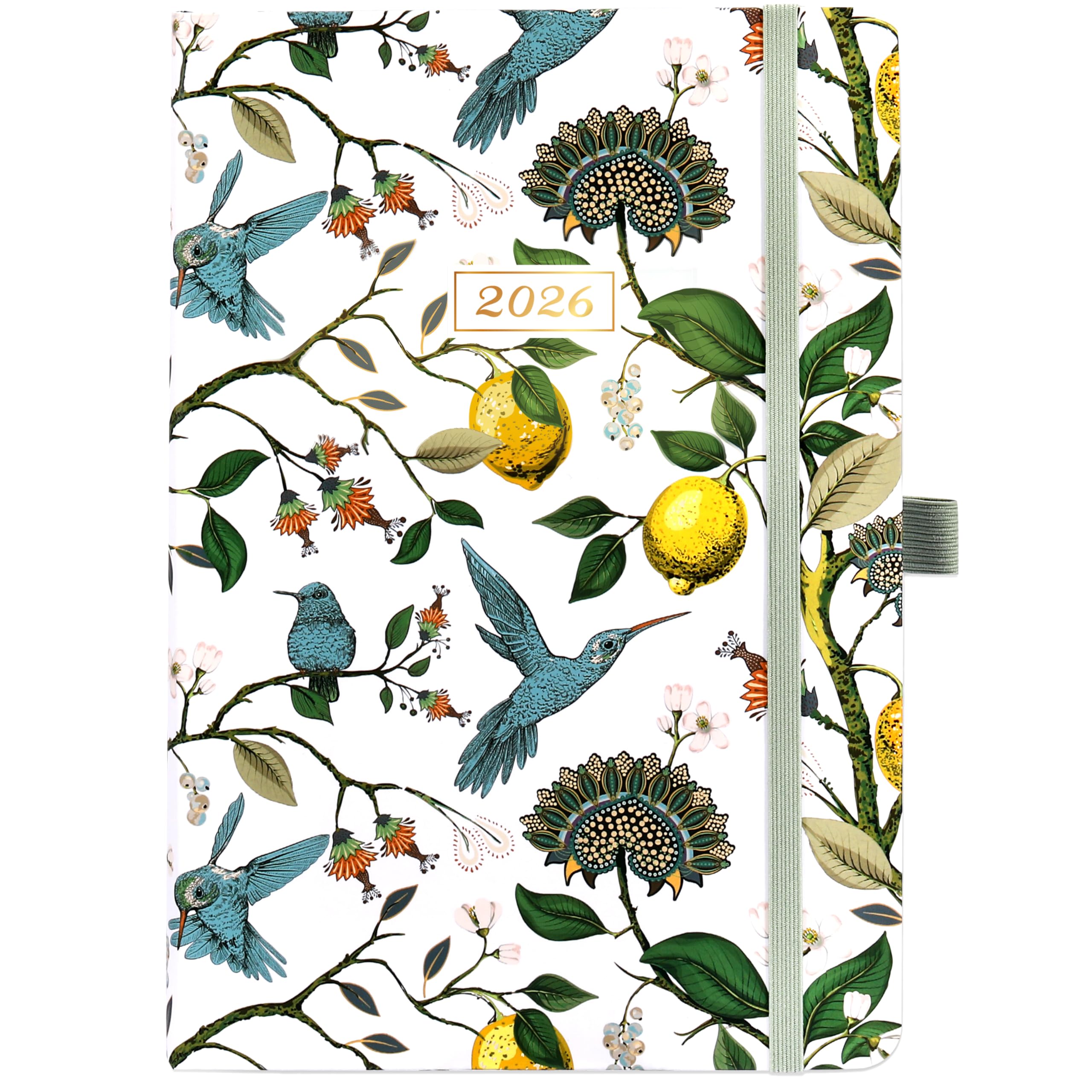 2026 Diary - Diary 2026 Week to View, Jan. 2026 - Dec. 2026, Inner Pocket, Elastic Closure, 21.5 x 15.5 cm, White