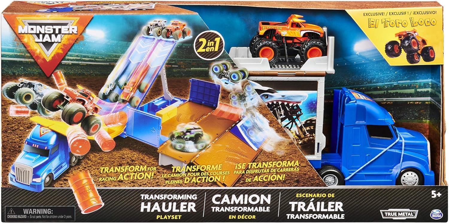 Monster Jam Official 2-in-1 Transforming Hauler Playset with Exclusive 1:64 Scale El Toro Loco Die-Cast Monster Truck - Image 3