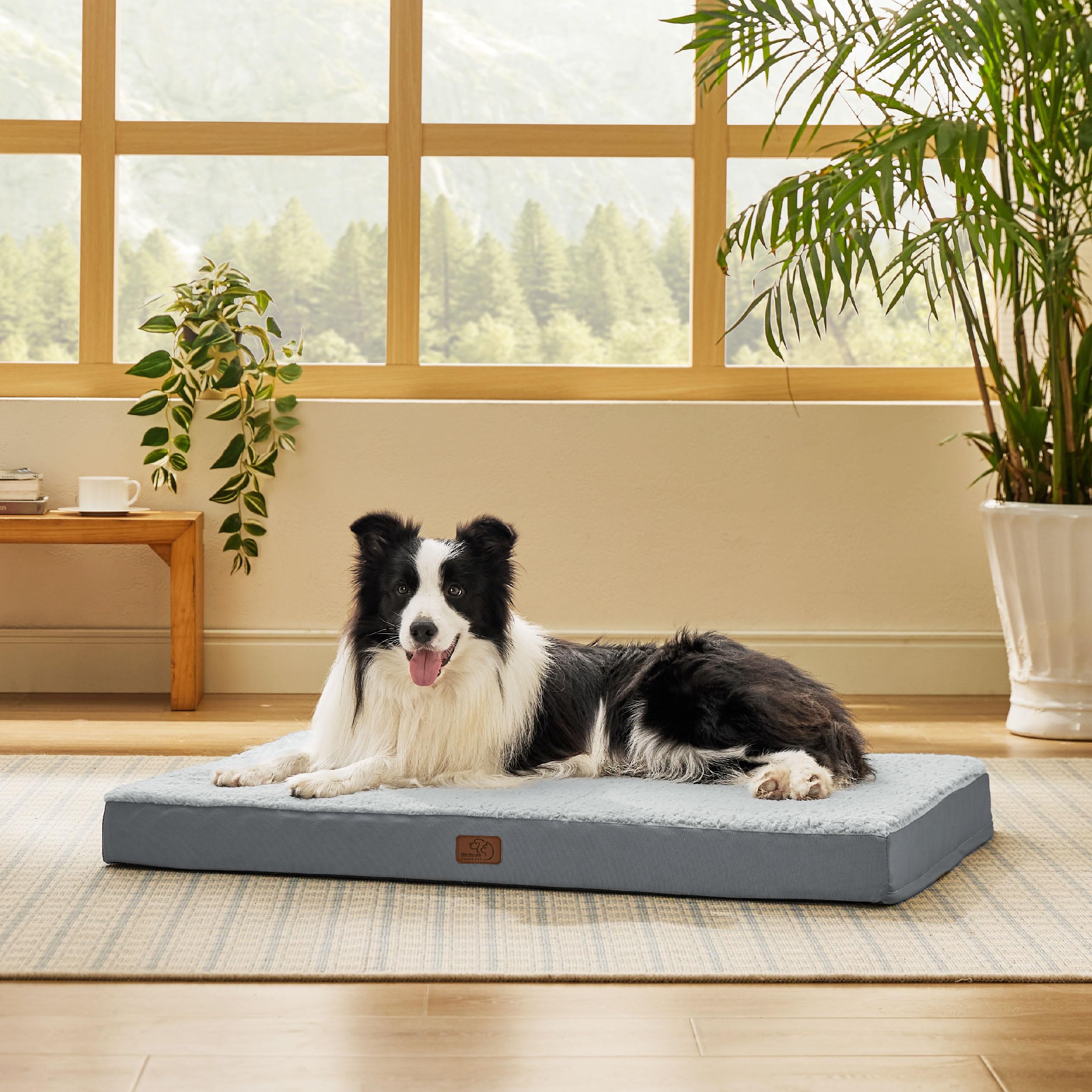Photo 1 of Bedsure Dog Beds Large Sized Dog - Orthopedic Flat Pet Beds with Removable Washable Cover, Egg Crate Foam Puppy Mat, Suitable for Pet Up to 65 lbs