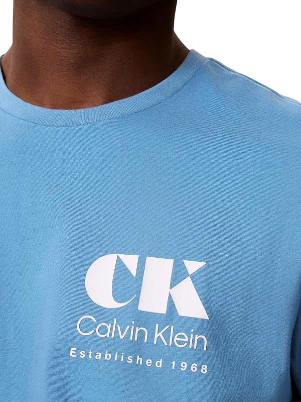 T-Shirt Graphique SS 30S EU CK Resort LV04RG802G pour Homme, Vert (Vapeur Bleue), Taille S