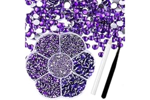 RODAKY 6000Pcs Resin Flatback Rhinestones for Crafts,2-6MM Purple Violet Round Crystal Rhinestones for Nails Face Gems Jewelry Making Glitter Diamond for Nails Design DIY Makeup Tumblers Clothes