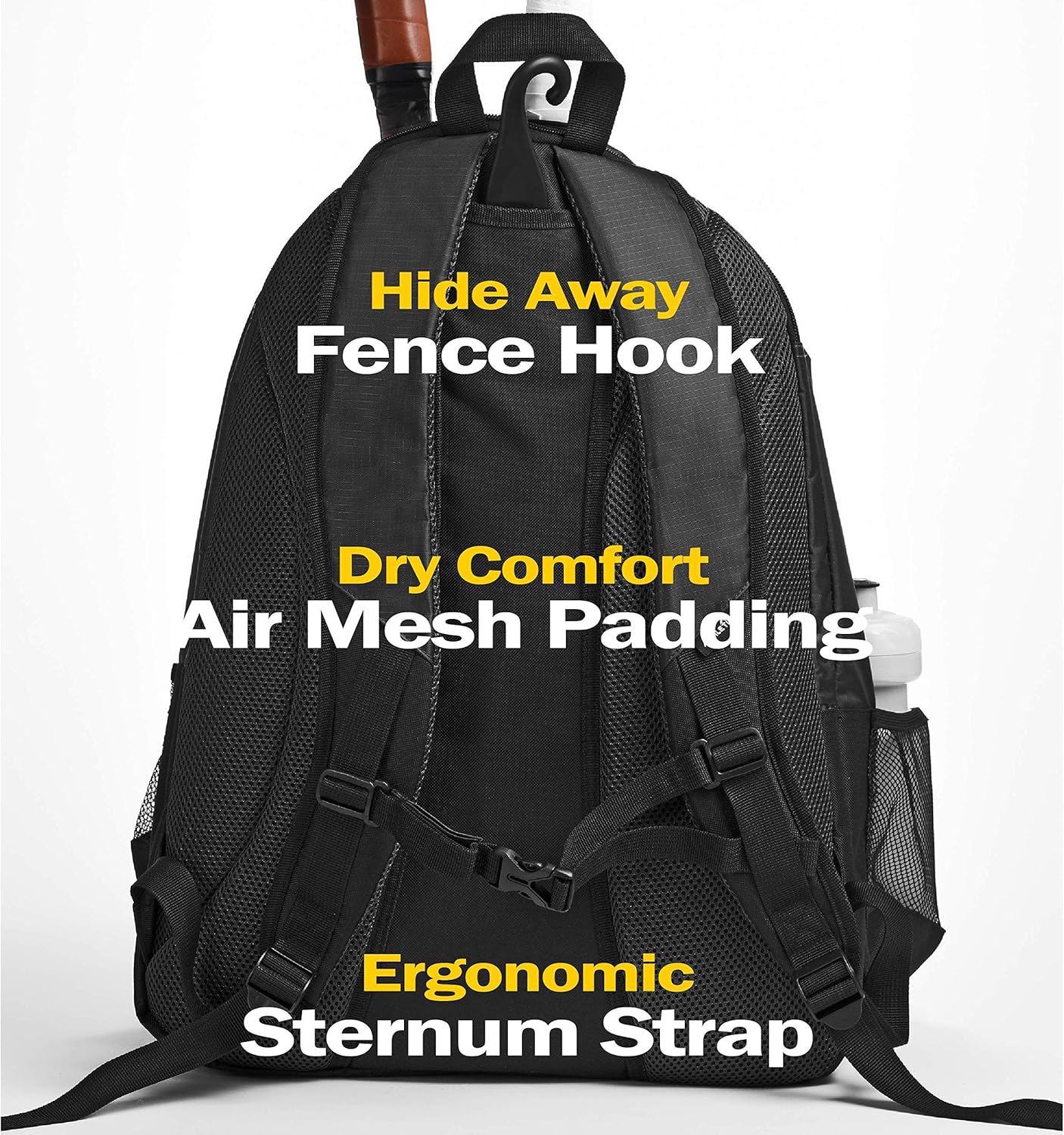 Athletico Premier Tennis Backpack - Tennis Bag Holds 2 Rackets in Padded Compartment | Separate Ventilated Shoe Compartment | Tennis Bags for Men or Women (Black) : Sports & Outdoors